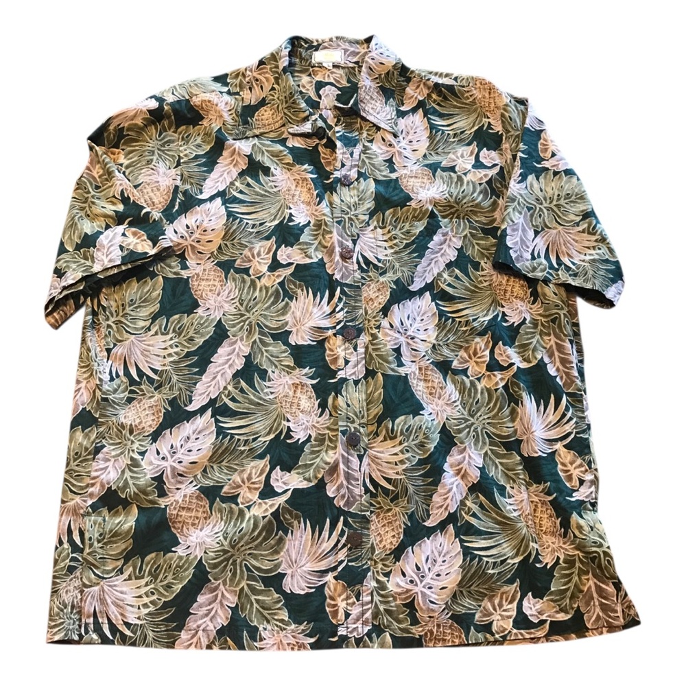 Mieko Hawaii Green and Brown Shirt XL